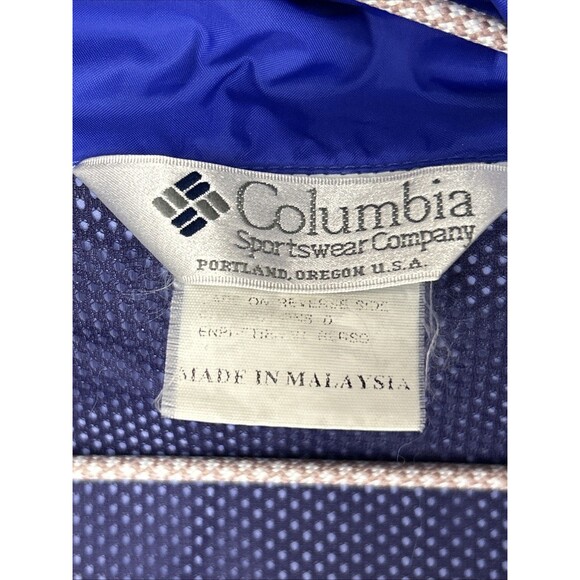 Vtg 90s Columbia Men's Windbreaker Jacket Full Zip Packable Hood Track Purple L - Picture 9 of 10